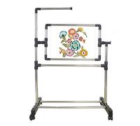 QUTBAG Embroidery Stand with Wheels, Height Adjustable Needlework Floor Frame, Cross Stitch Craft Stand, Standing Embroidery Lap Table for Art Craft Sewing Holder S