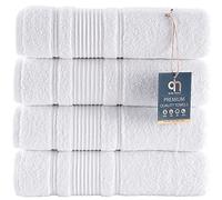 Qute Home 4 PACK Bath Towels Set | Premium Quality Luxury Turkish Cotton Absorbent AND Super Soft - WHITE