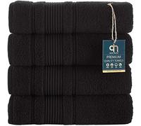 Qute Home 4-Piece Bath Towels Set, 100% Turkish Cotton Premium Quality Towels for Bathroom, Quick Dry Soft and Absorbent Turkish Towel, Set Includes 4 Bath Towels (Black)