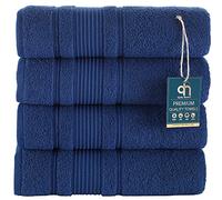 Qute Home 4-Piece Bath Towels Set, 100% Turkish Cotton Premium Quality Towels for Bathroom, Quick Dry Soft and Absorbent Turkish Towel, Set Includes 4 Bath Towels (Navy Blue)