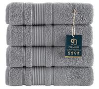Qute Home 4-Piece Bath Towels Set, 100% Turkish Cotton Premium Quality Towels for Bathroom, Quick Dry Soft and Absorbent Turkish Towel Perfect for Daily Use, Set Includes 4 Bath Towels (Grey)