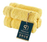 Qute Home 4-Piece Washcloths Towels Set, 100% Turkish Cotton Premium Quality Towels for Bathroom, Quick Dry Soft and Absorbent Turkish Towel, Set Includes 4 Wash Cloths (Yellow)