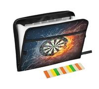 Quteprint 13 Pockets Expanding File Folder with Zipper Closure, Fire Ice Darts Board Accordion File Folder with Sticky Labels, Letter Size A4 Papers Expandable File Document Organizer