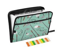 Quteprint 13 Pockets Expanding File Folder with Zipper Closure, Golf Clubs Sport Ball Accordion File Folder with Sticky Labels, Letter Size A4 Papers Expandable File Document Organizer