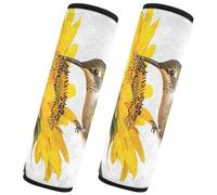 Quteprint 2 Pack Car Seat Belt Covers for Adults & Kids, Bird Hummingbird Summer Sunflower 10''x7.7'' Universal Fit Car Seat Straps Shoulder Pads for Car/Truck/SUV & Backpack Shoulder Neck Protector,