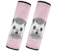 Quteprint 2 Pack Car Seat Belt Covers for Adults & Kids, Cartoon Animal Hedgehog 10''x7.7'' Universal Fit Car Seat Straps Shoulder Pads for Car/Truck/SUV & Backpack Shoulder Neck Protector, M