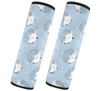 Quteprint 2 Pack Car Seat Belt Covers for Adults & Kids, Cartoon Leaves Hedgehog 10''x7.7'' Universal Fit Car Seat Straps Shoulder Pads for Car/Truck/SUV & Backpack Shoulder Neck Protector, M