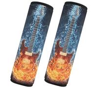 Quteprint 2 Pack Car Seat Belt Covers for Adults & Kids, Fire Ice Guitar Music 6.5''x6.5'' Universal Fit Car Seat Straps Shoulder Pads for Car/Truck/SUV & Backpack Shoulder Neck Protector, S