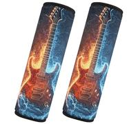 Quteprint 2 Pack Car Seat Belt Covers for Adults & Kids, Fire Ice Music Guitar 10''x7.7'' Universal Fit Car Seat Straps Shoulder Pads for Car/Truck/SUV & Backpack Shoulder Neck Protector, M
