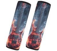 Quteprint 2 Pack Car Seat Belt Covers for Adults & Kids, Fire Water Music Guitar 6.5''x6.5'' Universal Fit Car Seat Straps Shoulder Pads for Car/Truck/SUV & Backpack Shoulder Neck Protector, S