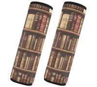 Quteprint 2 Pack Car Seat Belt Covers for Adults & Kids, Old Bookshelf Books 10''x7.7'' Universal Fit Car Seat Straps Shoulder Pads for Car/Truck/SUV & Backpack Shoulder Neck Protector, M