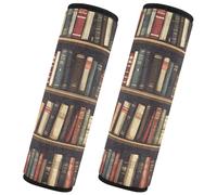 Quteprint 2 Pack Car Seat Belt Covers for Adults & Kids, Old Bookshelf Wall Books 10''x7.7'' Universal Fit Car Seat Straps Shoulder Pads for Car/Truck/SUV & Backpack Shoulder Neck Protector, M