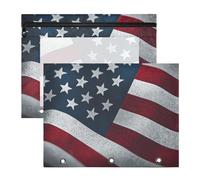 Quteprint 2-Pack Pencil Pouch for 3 Ring Binder, American USA Flag Vintage Binder Pencil Case A4 File Bag with Zipper Clear Window, Durable Binder Organizer Large Capacity for School Office Makeup