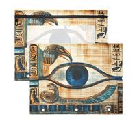 Quteprint 2-Pack Pencil Pouch for 3 Ring Binder, Ancient Egyptian Hieroglyphics Binder Pencil Case A4 File Bag with Zipper Clear Window, Durable Binder Organizer Large Capacity for School Office Makeu
