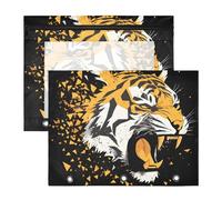Quteprint 2-Pack Pencil Pouch for 3 Ring Binder, Angry Animal Tiger Binder Pencil Case A4 File Bag with Zipper Clear Window, Durable Binder Organizer Large Capacity for School Office Makeup