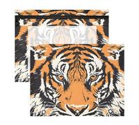 Quteprint 2-Pack Pencil Pouch for 3 Ring Binder, Animal Tiger Pattern Binder Pencil Case A4 File Bag with Zipper Clear Window, Durable Binder Organizer Large Capacity for School Office Makeup
