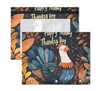 Quteprint 2-Pack Pencil Pouch for 3 Ring Binder, Autumn Harvest Turkey Leaves Binder Pencil Case A4 File Bag with Zipper Clear Window, Durable Binder Organizer Large Capacity for School Office Makeup