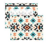 Quteprint 2-Pack Pencil Pouch for 3 Ring Binder, Aztec Ethnic Geometric Binder Pencil Case A4 File Bag with Zipper Clear Window, Durable Binder Organizer Large Capacity for School Office Makeup