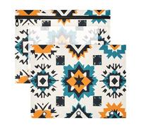 Quteprint 2-Pack Pencil Pouch for 3 Ring Binder, Aztec Ethnic Geometrics Binder Pencil Case A4 File Bag with Zipper Clear Window, Durable Binder Organizer Large Capacity for School Office Makeup