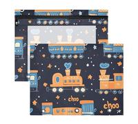 Quteprint 2-Pack Pencil Pouch for 3 Ring Binder, Cartoon Trains Binder Pencil Case A4 File Bag with Zipper Clear Window, Durable Binder Organizer Large Capacity for School Office Makeup