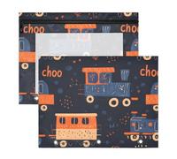 Quteprint 2-Pack Pencil Pouch for 3 Ring Binder, Cute Cartoon Trains Binder Pencil Case A4 File Bag with Zipper Clear Window, Durable Binder Organizer Large Capacity for School Office Makeup