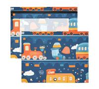 Quteprint 2-Pack Pencil Pouch for 3 Ring Binder, Cute Cartoon Trains Vehicles Binder Pencil Case A4 File Bag with Zipper Clear Window, Durable Binder Organizer Large Capacity for School Office Makeup