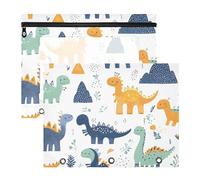 Quteprint 2-Pack Pencil Pouch for 3 Ring Binder, Cute Dinosaurs Playful Dino Binder Pencil Case A4 File Bag with Zipper Clear Window, Durable Binder Organizer Large Capacity for School Office Makeup