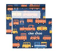 Quteprint 2-Pack Pencil Pouch for 3 Ring Binder, Cute Trains Vehicles Pattern Binder Pencil Case A4 File Bag with Zipper Clear Window, Durable Binder Organizer Large Capacity for School Office Makeup