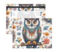 Quteprint 2-Pack Pencil Pouch for 3 Ring Binder, Ethnic Mandala Boho Animal Owl Binder Pencil Case A4 File Bag with Zipper Clear Window, Durable Binder Organizer Large Capacity for School Office Makeu