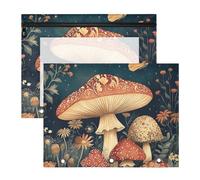 Quteprint 2-Pack Pencil Pouch for 3 Ring Binder, Fantastic Flowers Mushroom Butterfly Binder Pencil Case A4 File Bag with Zipper Clear Window, Durable Binder Organizer Large Capacity for School Office