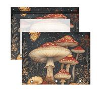 Quteprint 2-Pack Pencil Pouch for 3 Ring Binder, Fantastic Mushroom Butterfly Flowers Binder Pencil Case A4 File Bag with Zipper Clear Window, Durable Binder Organizer Large Capacity for School Office