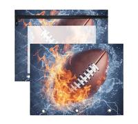 Quteprint 2-Pack Pencil Pouch for 3 Ring Binder, Fire American Football Binder Pencil Case A4 File Bag with Zipper Clear Window, Durable Binder Organizer Large Capacity for School Office Makeup