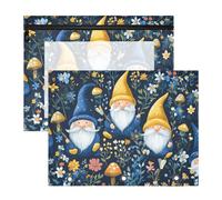 Quteprint 2-Pack Pencil Pouch for 3 Ring Binder, Gnomes Floral Plants Mushroom Binder Pencil Case A4 File Bag with Zipper Clear Window, Durable Binder Organizer Large Capacity for School Office Makeup