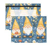 Quteprint 2-Pack Pencil Pouch for 3 Ring Binder, Gnomes Florals Plants Mushroom Binder Pencil Case A4 File Bag with Zipper Clear Window, Durable Binder Organizer Large Capacity for School Office Makeu