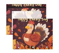 Quteprint 2-Pack Pencil Pouch for 3 Ring Binder, Happy Turkey Autumn Leaves Binder Pencil Case A4 File Bag with Zipper Clear Window, Durable Binder Organizer Large Capacity for School Office Makeup