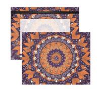 Quteprint 2-Pack Pencil Pouch for 3 Ring Binder, Hippy Indian Mandala Pattern Binder Pencil Case A4 File Bag with Zipper Clear Window, Durable Binder Organizer Large Capacity for School Office Makeup