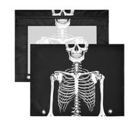 Quteprint 2-Pack Pencil Pouch for 3 Ring Binder, Human Skull Skeleton Binder Pencil Case A4 File Bag with Zipper Clear Window, Durable Binder Organizer Large Capacity for School Office Makeup
