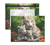 Quteprint 2-Pack Pencil Pouch for 3 Ring Binder, Jungle Tiger Butterfly Flower Binder Pencil Case A4 File Bag with Zipper Clear Window, Durable Binder Organizer Large Capacity for School Office Makeup