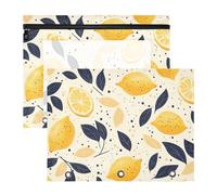 Quteprint 2-Pack Pencil Pouch for 3 Ring Binder, Lemon Pattern Leaves Binder Pencil Case A4 File Bag with Zipper Clear Window, Durable Binder Organizer Large Capacity for School Office Makeup
