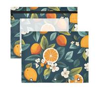 Quteprint 2-Pack Pencil Pouch for 3 Ring Binder, Lemon White Flowers Binder Pencil Case A4 File Bag with Zipper Clear Window, Durable Binder Organizer Large Capacity for School Office Makeup