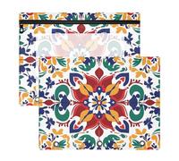 Quteprint 2-Pack Pencil Pouch for 3 Ring Binder, Mexican Indian Mandala Binder Pencil Case A4 File Bag with Zipper Clear Window, Durable Binder Organizer Large Capacity for School Office Makeup