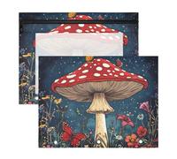 Quteprint 2-Pack Pencil Pouch for 3 Ring Binder, Mushroom Butterfly Flowers Binder Pencil Case A4 File Bag with Zipper Clear Window, Durable Binder Organizer Large Capacity for School Office Makeup