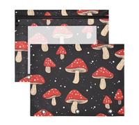 Quteprint 2-Pack Pencil Pouch for 3 Ring Binder, Mushroom Dots Pattern Binder Pencil Case A4 File Bag with Zipper Clear Window, Durable Binder Organizer Large Capacity for School Office Makeup