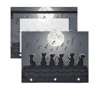 Quteprint 2-Pack Pencil Pouch for 3 Ring Binder, Music Singing Cats Roof Binder Pencil Case A4 File Bag with Zipper Clear Window, Durable Binder Organizer Large Capacity for School Office Makeup