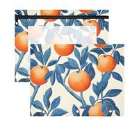 Quteprint 2-Pack Pencil Pouch for 3 Ring Binder, Orange Fruit Leaves Binder Pencil Case A4 File Bag with Zipper Clear Window, Durable Binder Organizer Large Capacity for School Office Makeup