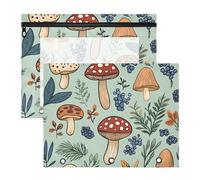 Quteprint 2-Pack Pencil Pouch for 3 Ring Binder, Plant Leaves Mushroom Binder Pencil Case A4 File Bag with Zipper Clear Window, Durable Binder Organizer Large Capacity for School Office Makeup