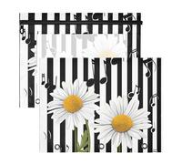 Quteprint 2-Pack Pencil Pouch for 3 Ring Binder, Stripe Music Notes Daisy Flower Binder Pencil Case A4 File Bag with Zipper Clear Window, Durable Binder Organizer Large Capacity for School Office Make