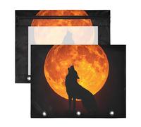 Quteprint 2-Pack Pencil Pouch for 3 Ring Binder, Wolf Howling at The Moon Binder Pencil Case A4 File Bag with Zipper Clear Window, Durable Binder Organizer Large Capacity for School Office Makeup