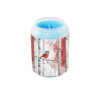 Quteprint Abstract Tree Branch Bird Dog Paw Cleaner Cup - Pet Foot Washer with Soft Silicone Brush, Portable Muddy Paw Cleaner for Small, Medium, Large Breed Dogs & Cats (2.56x2.56x4.53inch)