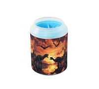 Quteprint African Animal Dinosaurs Dog Paw Cleaner Cup - Pet Foot Washer with Soft Silicone Brush, Portable Muddy Paw Cleaner for Small, Medium, Large Breed Dogs & Cats (2.56x2.56x4.53inch)